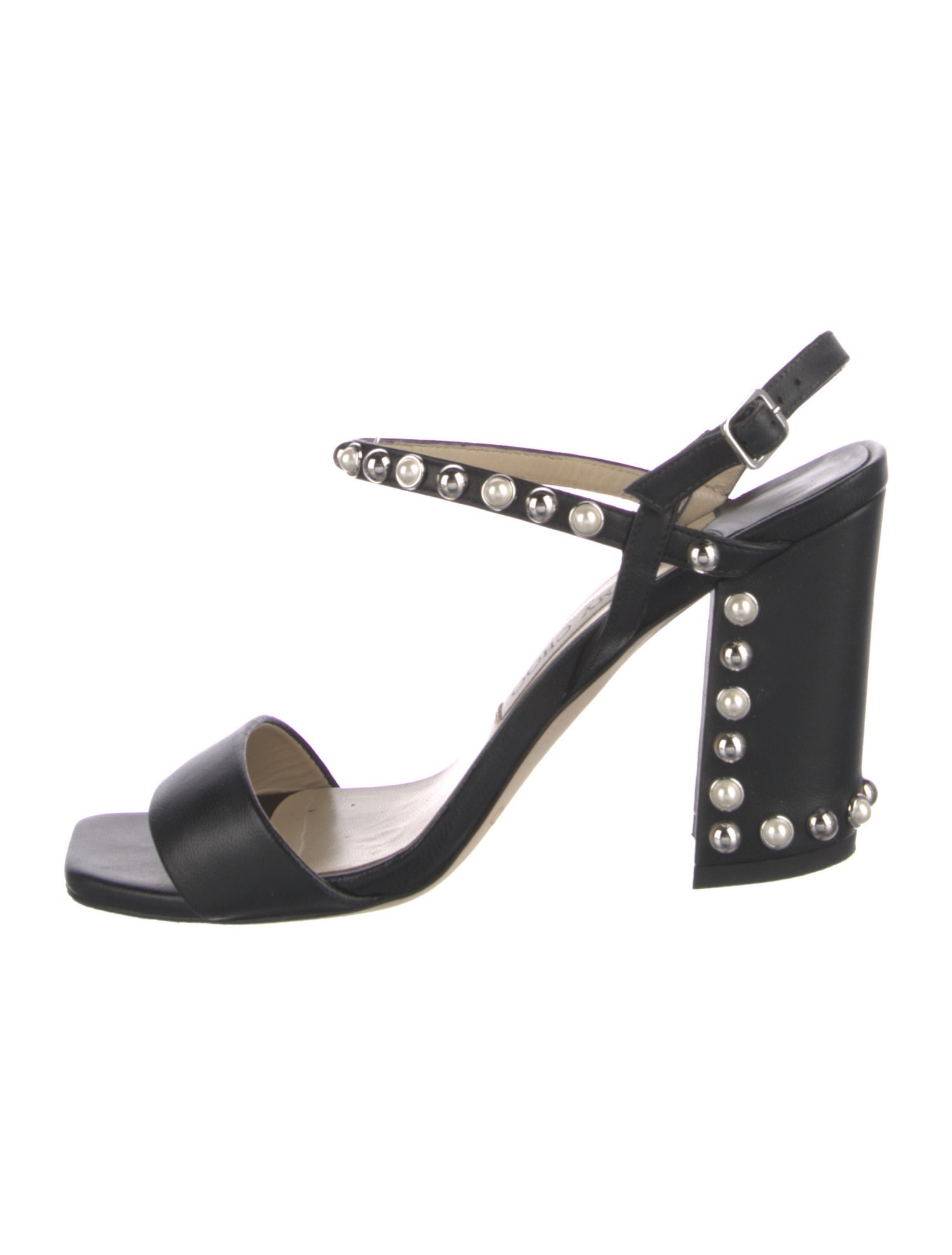 Jimmy Choo Leather Studded Accents Slingback Sandals