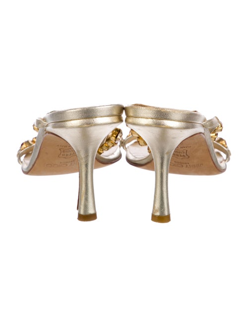 Jimmy Choo Leather Crystal Embellishments Slides