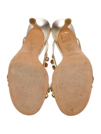 Jimmy Choo Leather Crystal Embellishments Slides