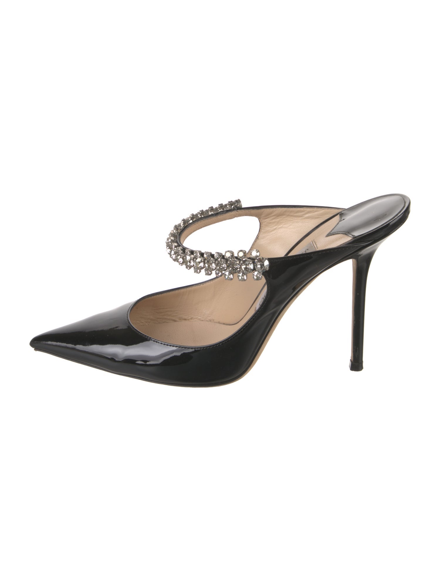 Jimmy Choo Faux Pearl Accents Patent Leather Mules