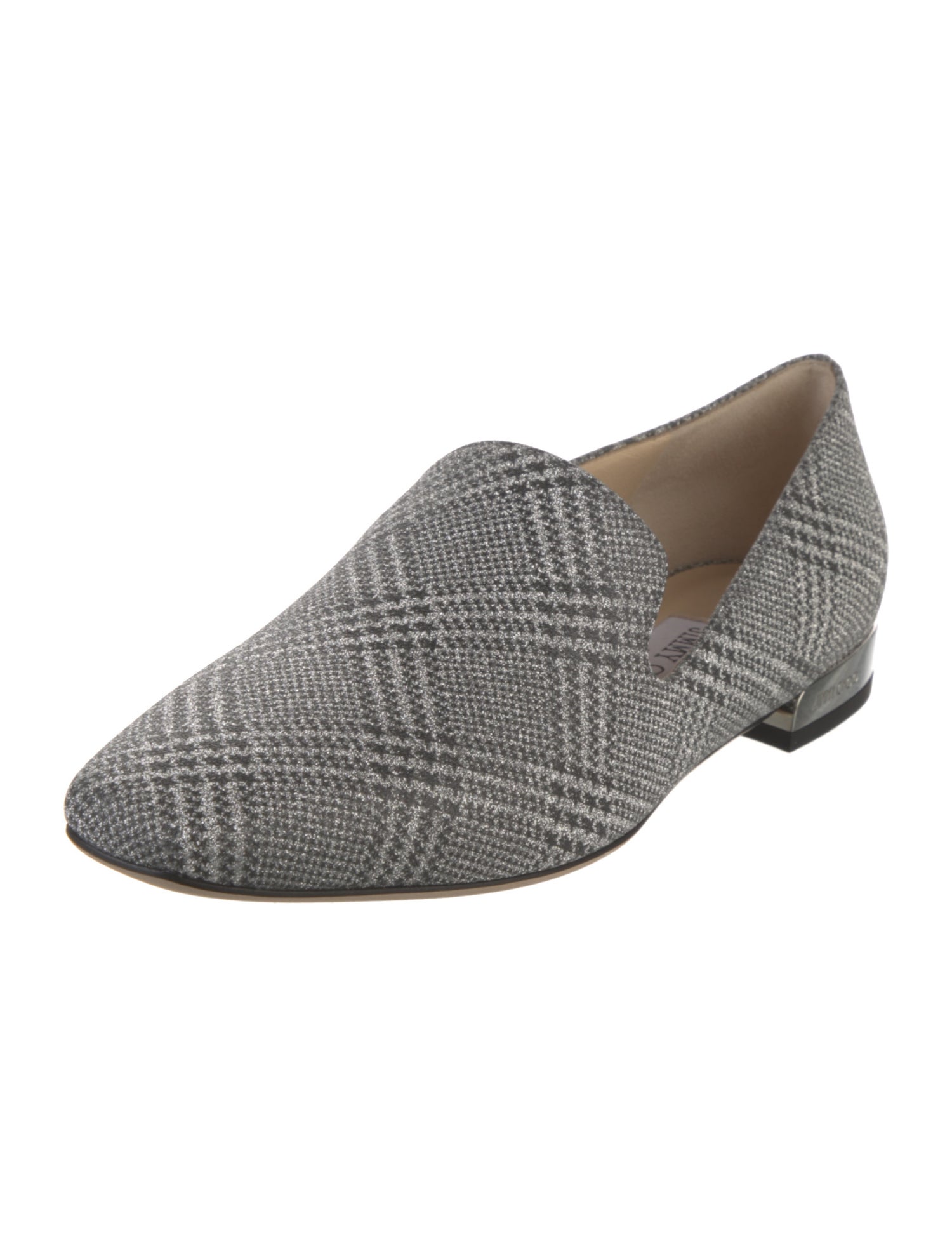 Jimmy Choo Houndstooth Print Glitter Accents Loafers