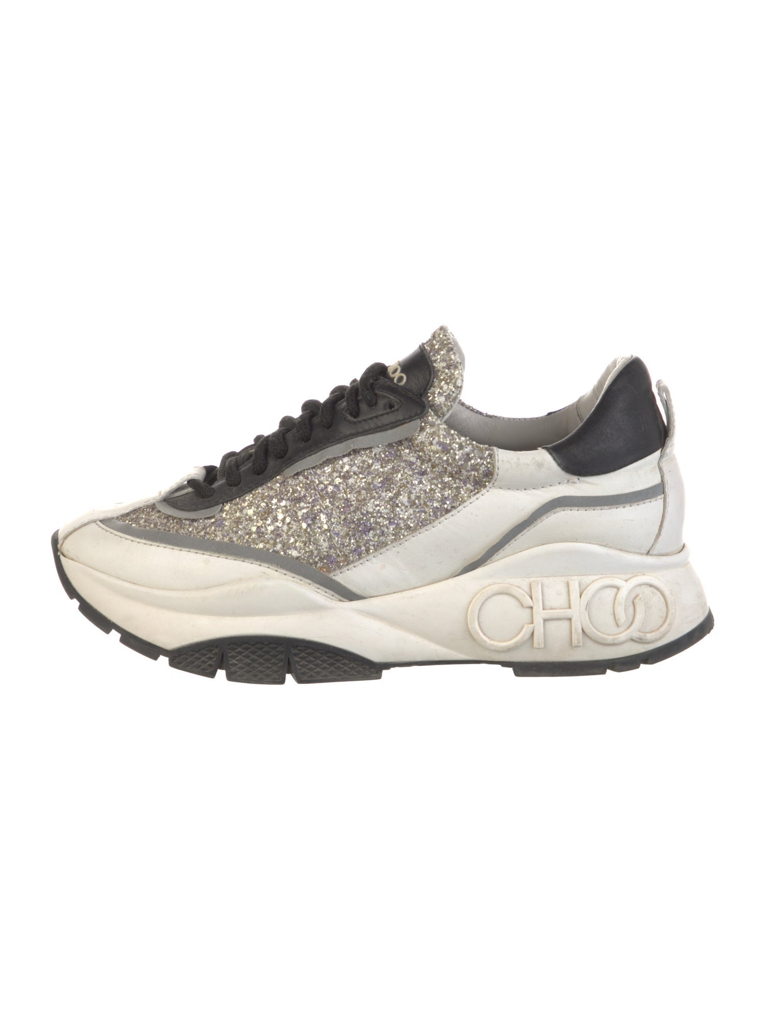 Jimmy Choo Glitter Colorblock Pattern Sneakers