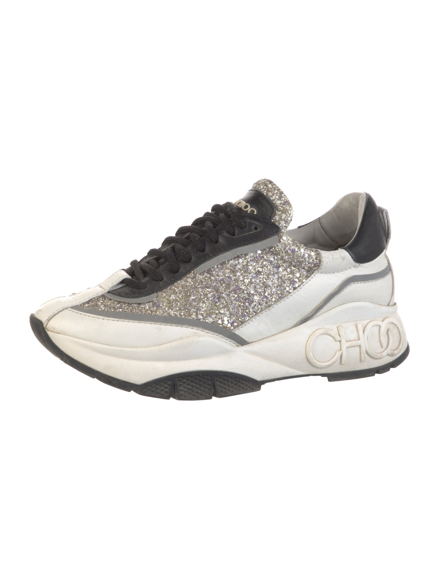 Jimmy Choo Glitter Colorblock Pattern Sneakers