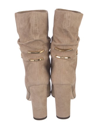 Jimmy Choo Suede Chain-Link Accents Slouch Boots