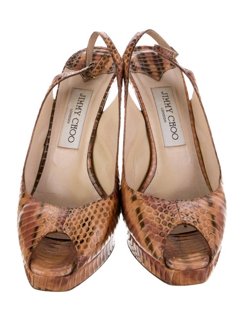 Jimmy Choo Snakeskin Animal Print Slingback Pumps