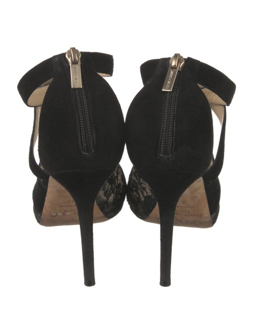 Jimmy Choo Suede Lace Trim Embellishment Slingback Sandals