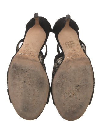 Jimmy Choo Suede Lace Trim Embellishment Slingback Sandals