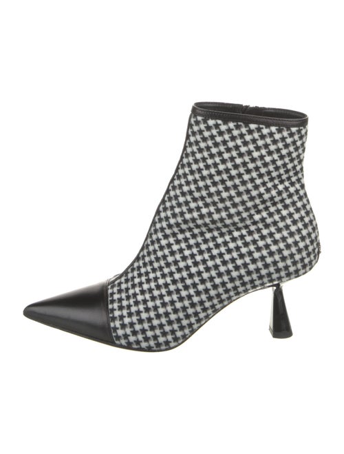 Jimmy Choo Houndstooth Print Leather Trim Embellishment Sock Boots