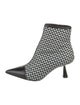 Jimmy Choo Houndstooth Print Leather Trim Embellishment Sock Boots