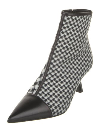 Jimmy Choo Houndstooth Print Leather Trim Embellishment Sock Boots