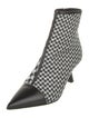 Jimmy Choo Houndstooth Print Leather Trim Embellishment Sock Boots