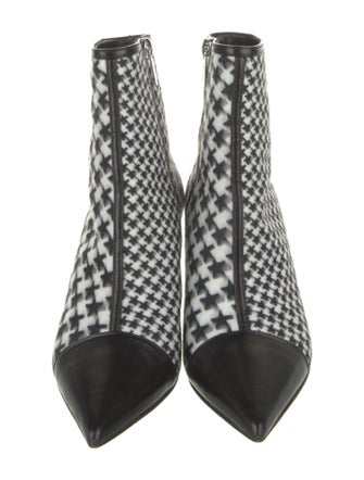 Jimmy Choo Houndstooth Print Leather Trim Embellishment Sock Boots