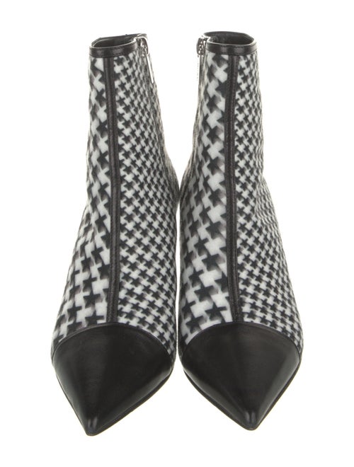 Jimmy Choo Houndstooth Print Leather Trim Embellishment Sock Boots