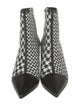 Jimmy Choo Houndstooth Print Leather Trim Embellishment Sock Boots