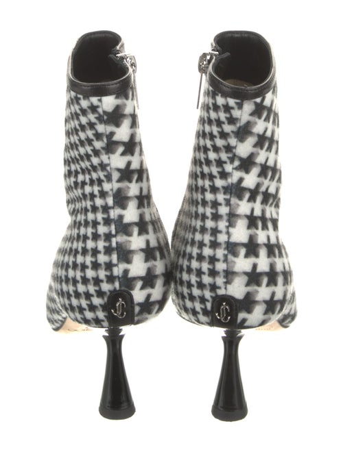 Jimmy Choo Houndstooth Print Leather Trim Embellishment Sock Boots