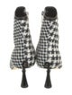 Jimmy Choo Houndstooth Print Leather Trim Embellishment Sock Boots