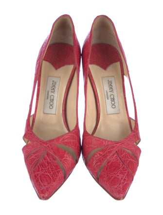 Jimmy Choo Embossed Leather Cutout Accent Pumps