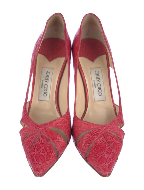 Jimmy Choo Embossed Leather Cutout Accent Pumps