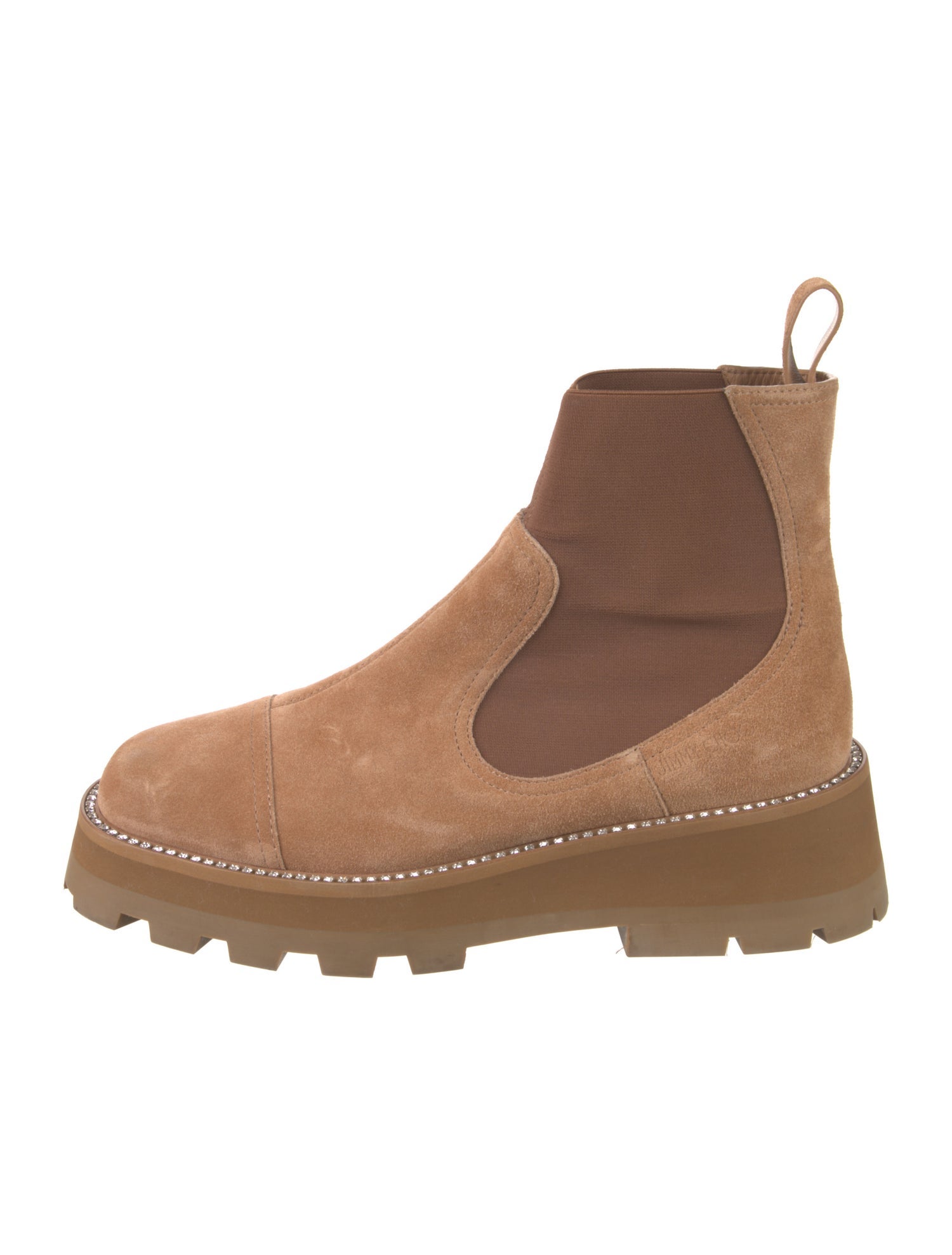 Jimmy Choo Suede Crystal Embellishments Chelsea Boots