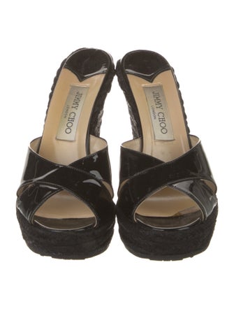 Jimmy Choo Patent Leather Braided Accents Espadrilles