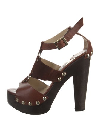 Jimmy Choo Leather Studded Accents Gladiator Sandals