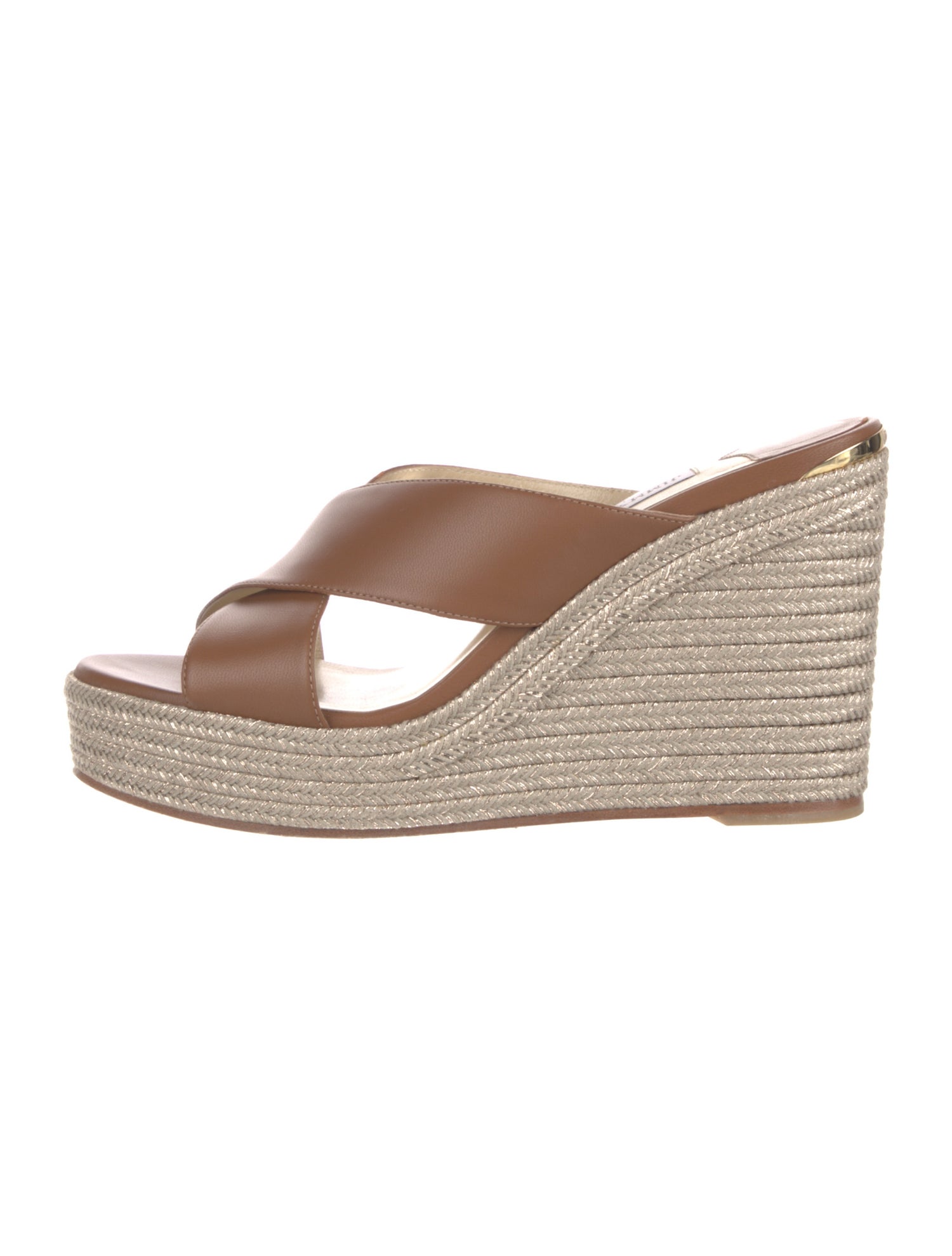 Jimmy Choo Leather Glitter Accents Mules