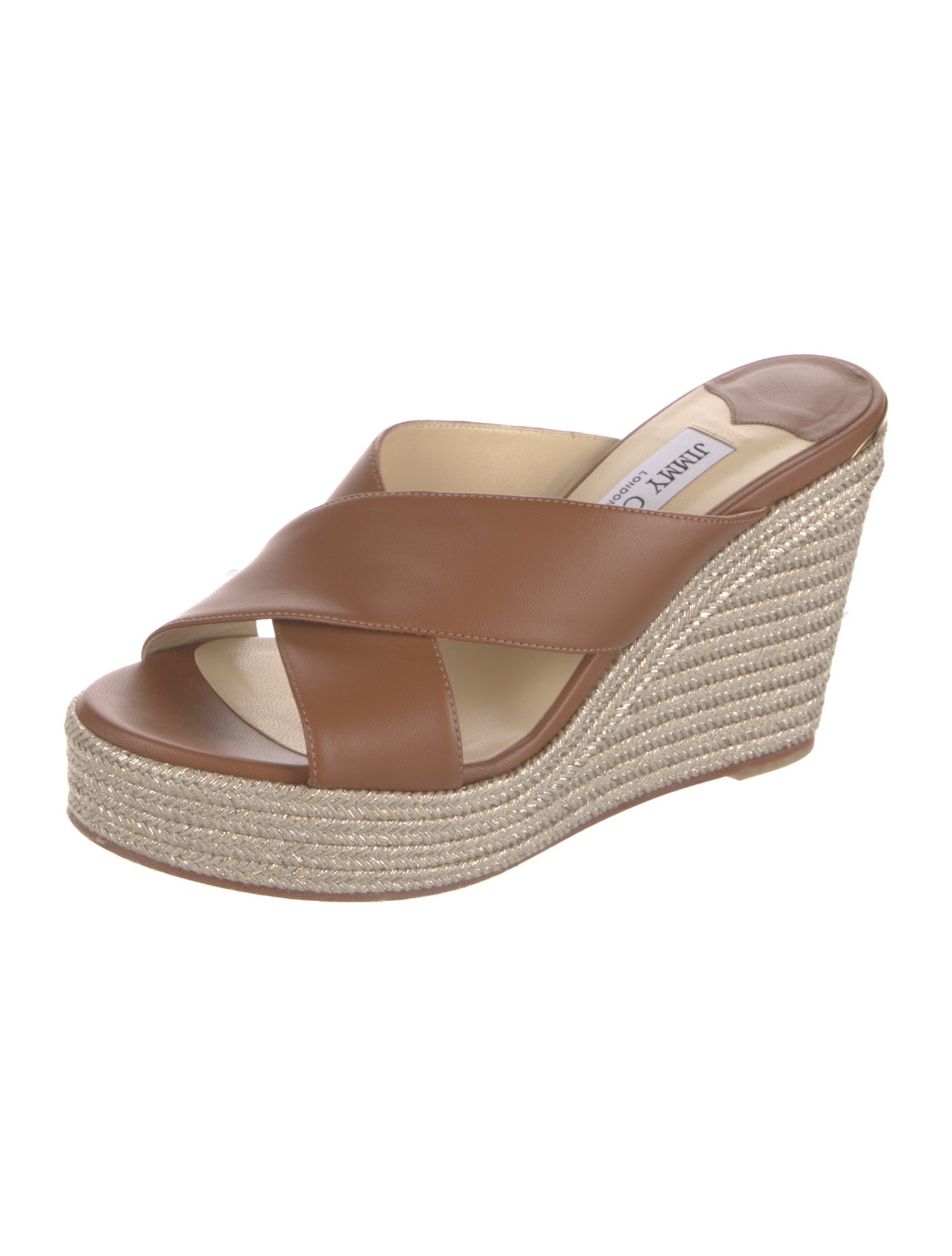 Jimmy Choo Leather Glitter Accents Mules