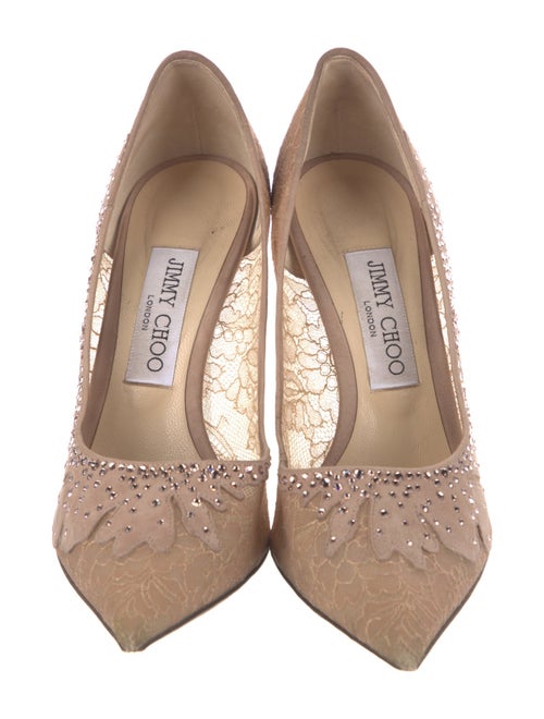Jimmy Choo Lace Crystal Embellishments Pumps