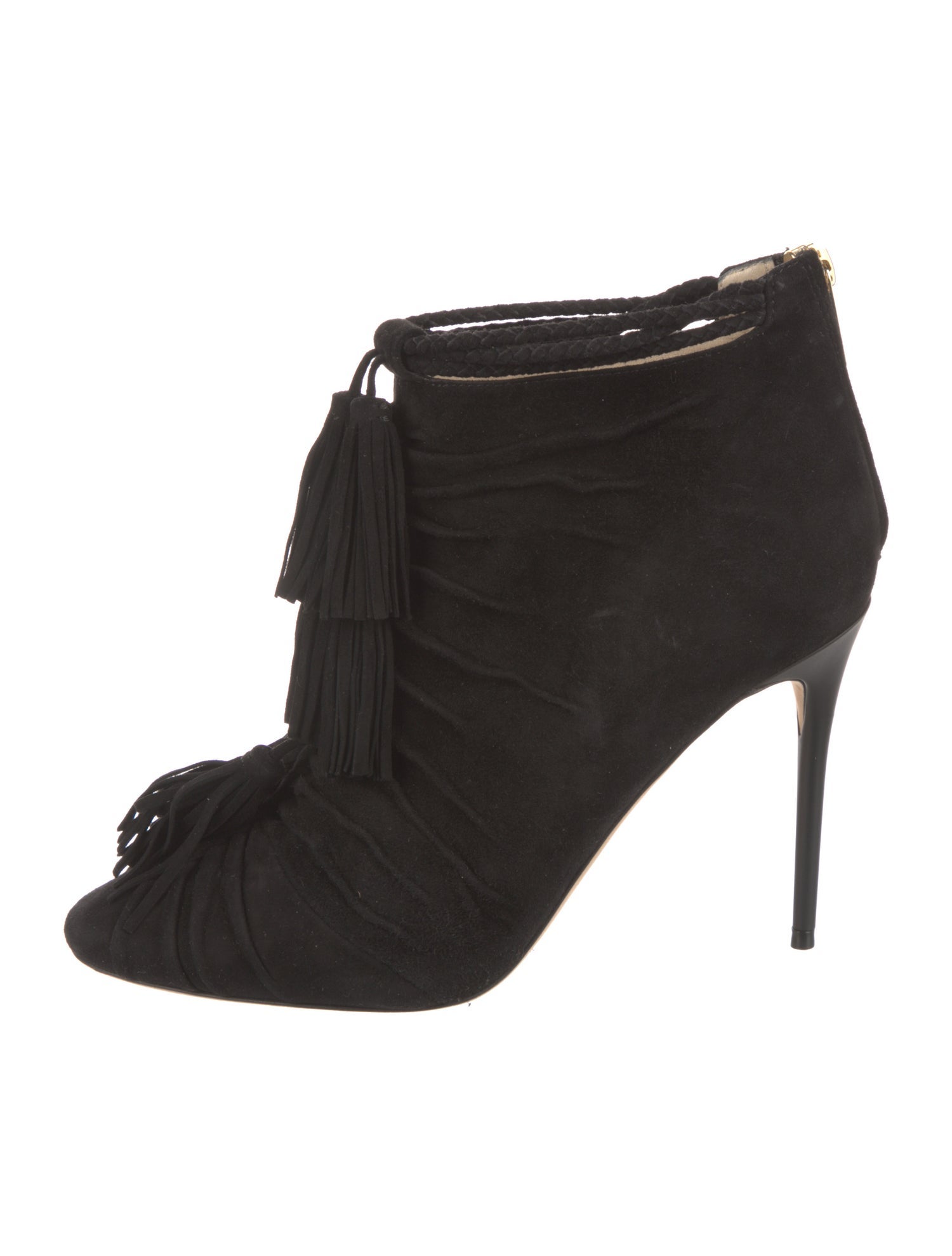 Jimmy Choo Suede Tassel Accents Mules