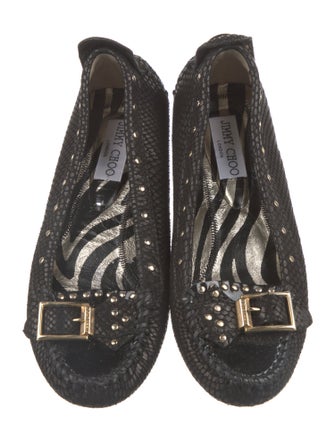 Jimmy Choo Leather Studded Accents Flats