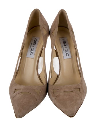 Jimmy Choo Suede Mesh Accents Pumps