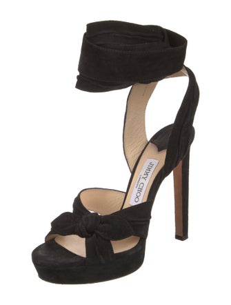 Jimmy Choo Suede Bow Accents Sandals