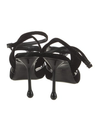 Jimmy Choo Velvet Crystal Embellishments Slingback Sandals