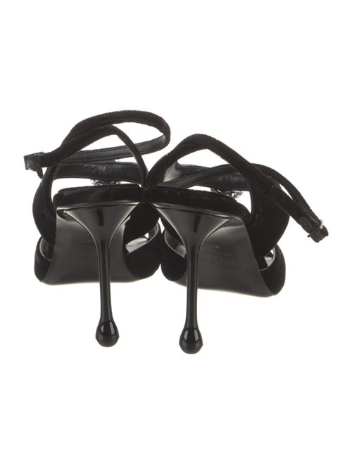 Jimmy Choo Velvet Crystal Embellishments Slingback Sandals