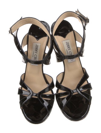 Jimmy Choo Patent Leather Leather Trim Embellishment Pumps