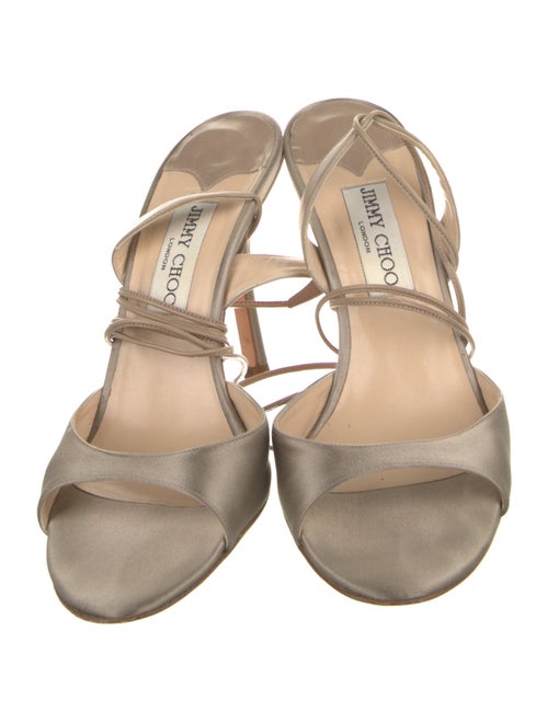 Jimmy Choo Satin Leather Trim Embellishment Sandals