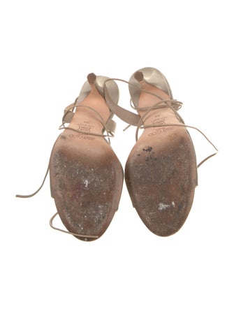 Jimmy Choo Satin Leather Trim Embellishment Sandals