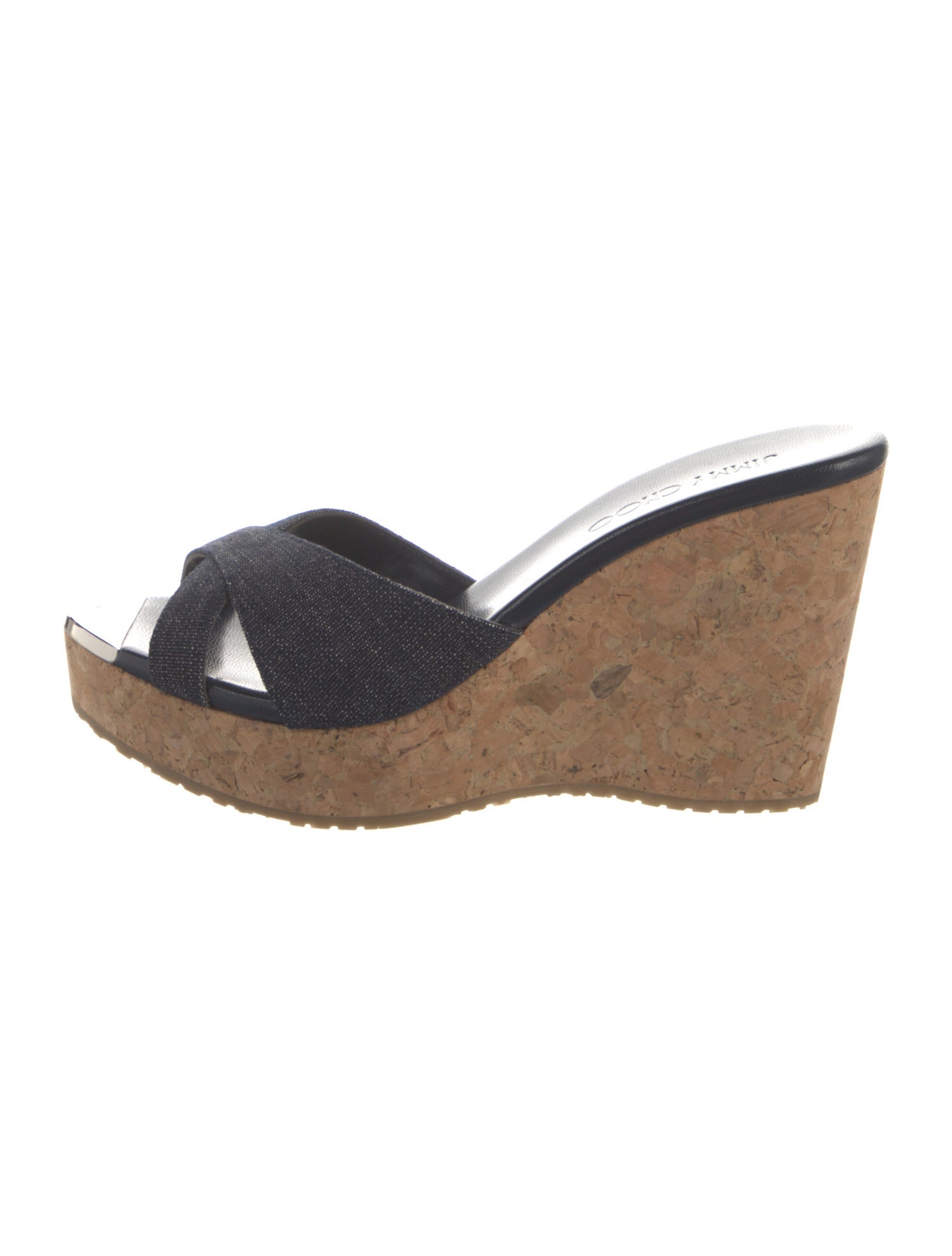 Jimmy Choo Denim Colorblock Pattern Slides w/ Tags