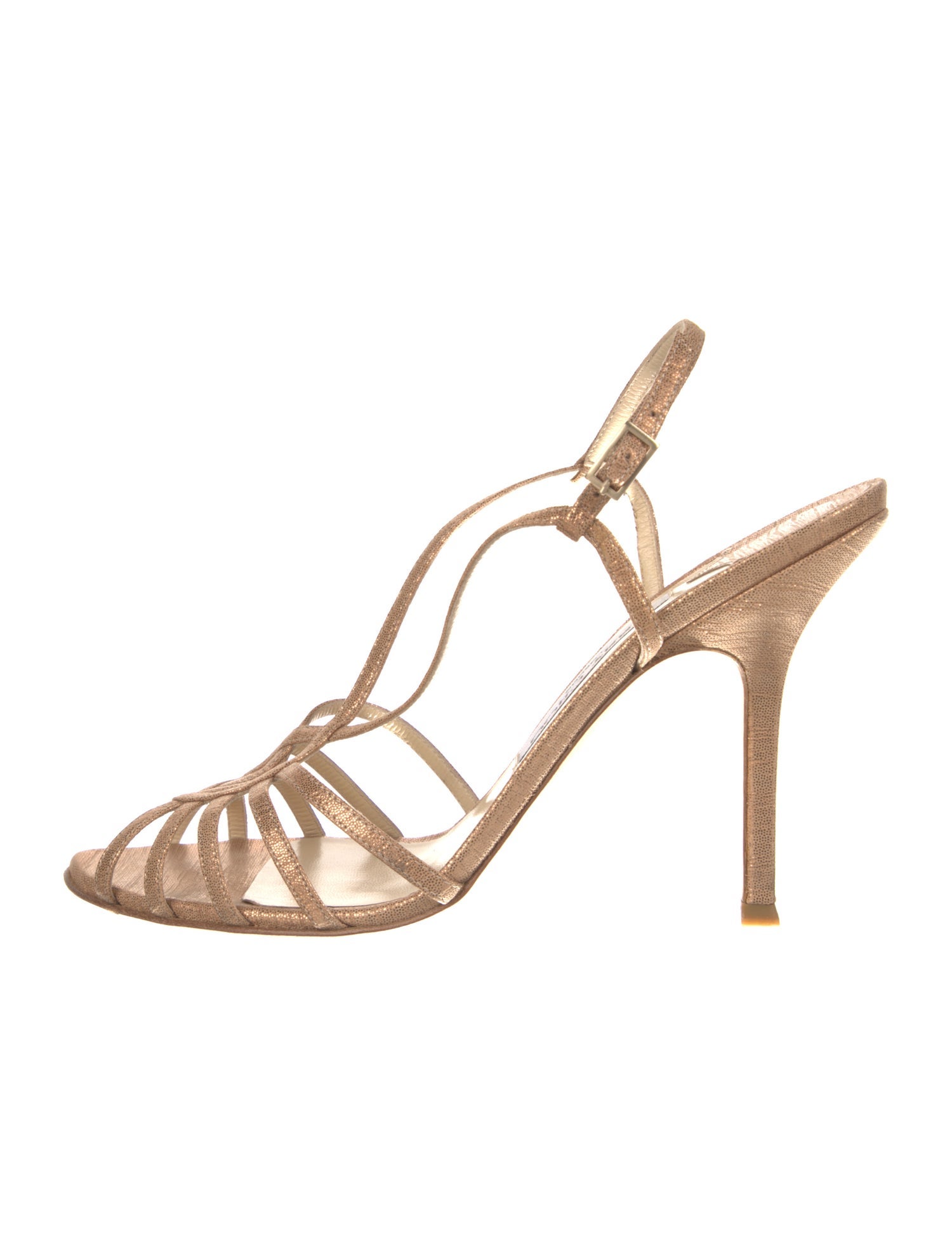 Jimmy Choo Leather Glitter Accents Slingback Sandals