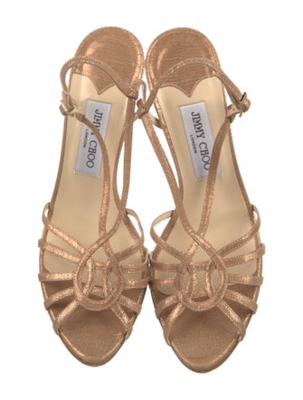 Jimmy Choo Leather Glitter Accents Slingback Sandals