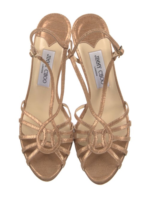 Jimmy Choo Leather Glitter Accents Slingback Sandals