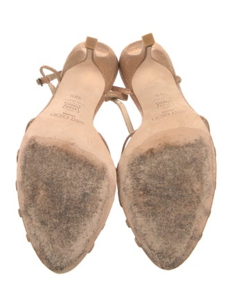 Jimmy Choo Leather Glitter Accents Slingback Sandals