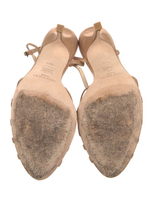 Jimmy Choo Leather Glitter Accents Slingback Sandals