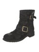 Jimmy Choo Suede Distressed Accents Moto Boots