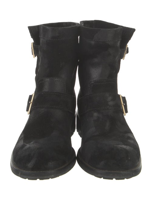 Jimmy Choo Suede Distressed Accents Moto Boots