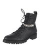 Jimmy Choo Leather Crystal Embellishments Combat Boots