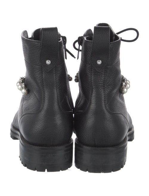 Jimmy Choo Leather Crystal Embellishments Combat Boots