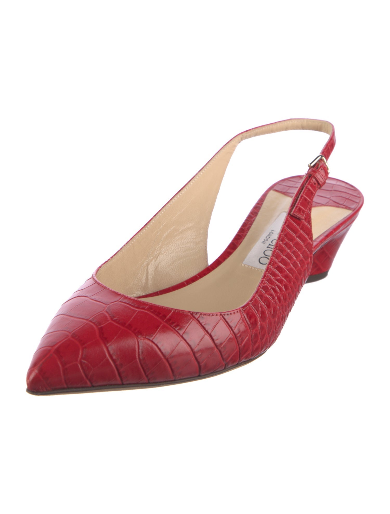 Jimmy Choo Embossed Leather Animal Print Slingback Pumps