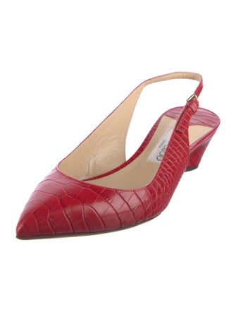 Jimmy Choo Embossed Leather Animal Print Slingback Pumps