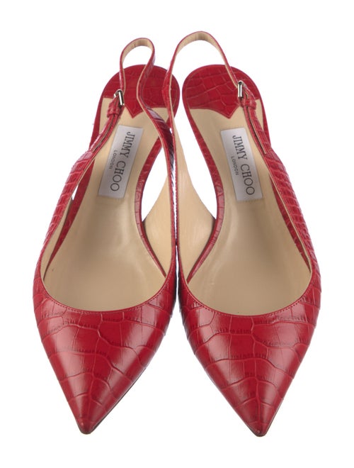 Jimmy Choo Embossed Leather Animal Print Slingback Pumps